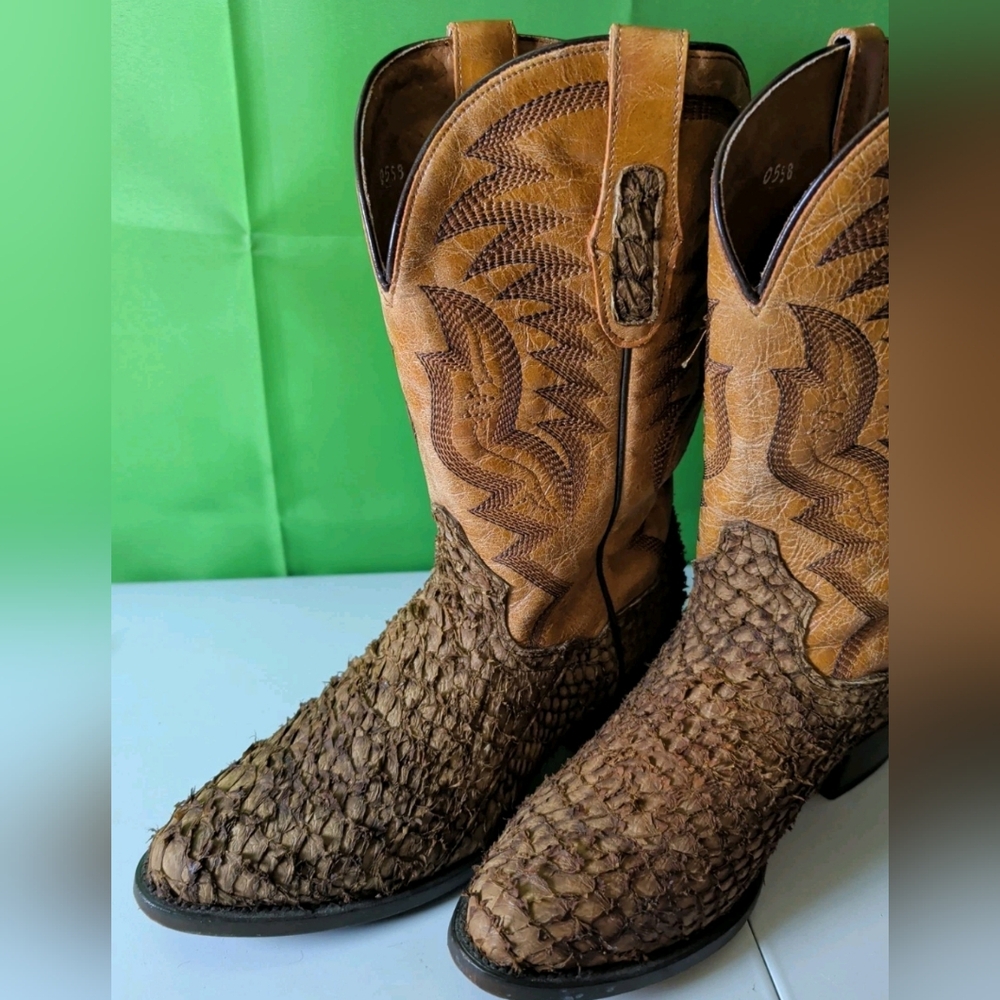 Dan Post Cowboy Boots Western Leather dorsal sea bass Men Size 8 D Style 283 - Picture 2 of 8